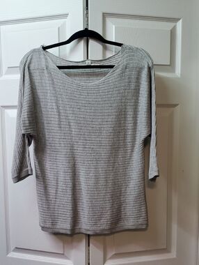 ONLY Light Gray Ribbed Boatneck Top Size M